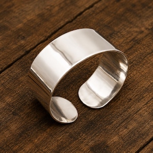 Sterling Silver Wide Cuff Bangle Bracelet – Minimalist Statement Jewelry