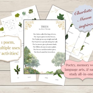 Charlotte Mason Activity, Poem, Memory Work, Nature Study, Leaf Identification, Homeschool, Classroom (PDF Pattern)