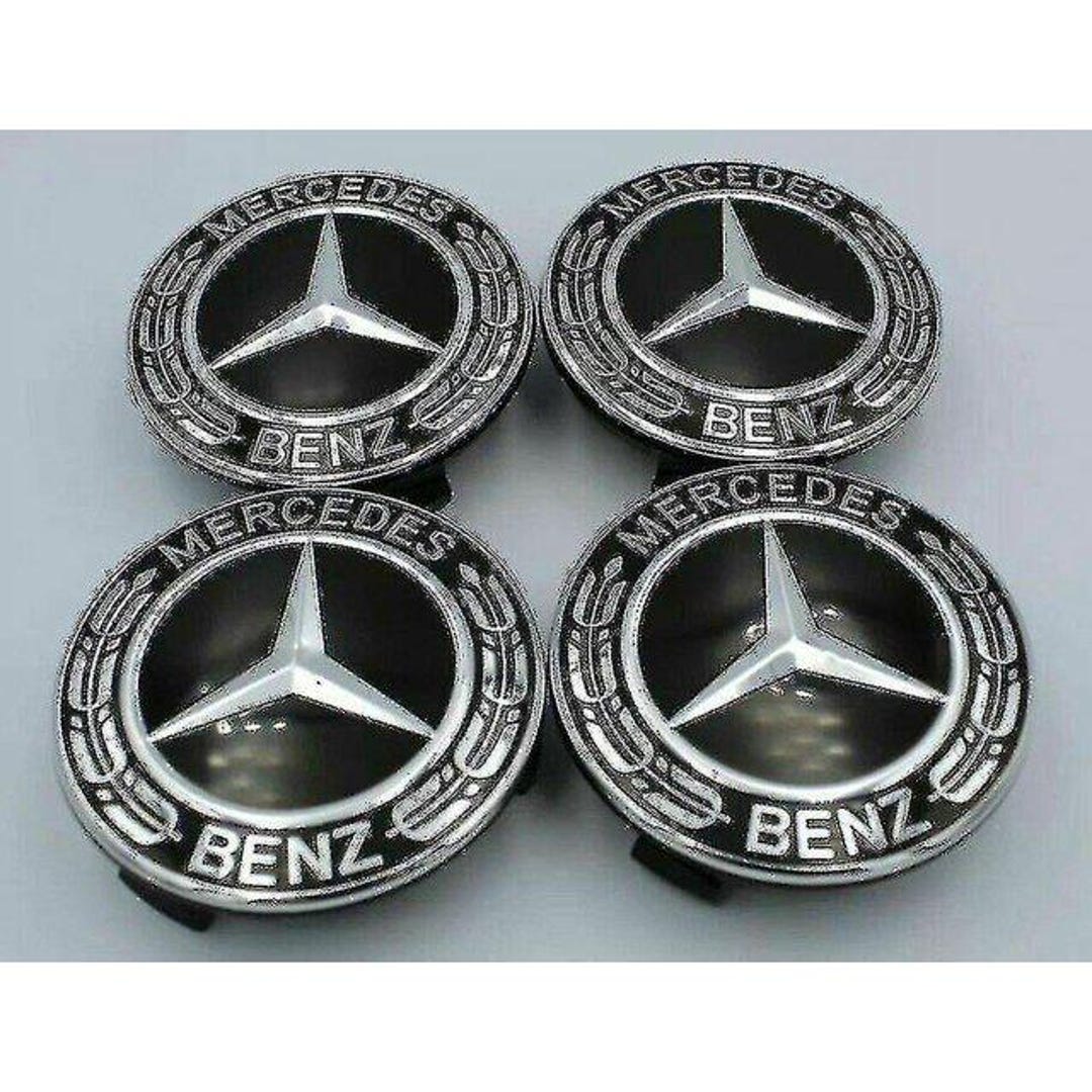 Set of 4 Mercedes Black Wreath 75mm Wheel Center Caps - Etsy
