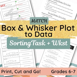 Box- och morrhårsdiagram till datamatchningssorteringsuppgift - BTC - Arbetsblad – Matematik statistik, center, gruppaktivitet för årskurs 6–7