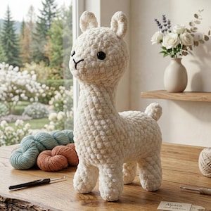 アルパカのレイラのかぎ針編みパターン | ラマのぬいぐるみの編み方チュートリアル | ぬいぐるみのPDFパターン | 中級者向けかぎ針編みプロジェクト