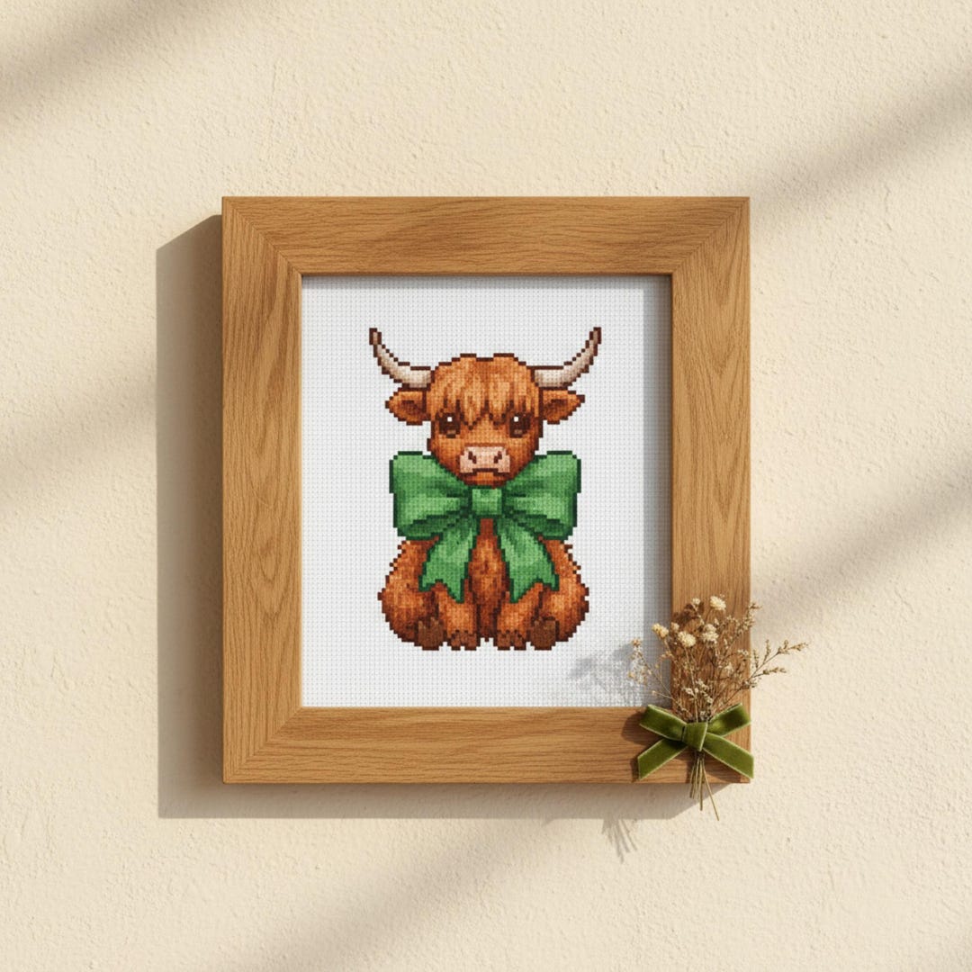Highland Cow Cross Stitch Pattern – Beginner DIY (instant PDF Download ...