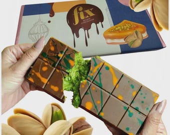 Authentic Dubai chocolate Fix Dessert Chocolatier, set of 2 bars