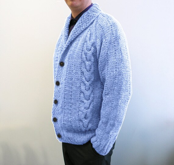 mens blue cardigan