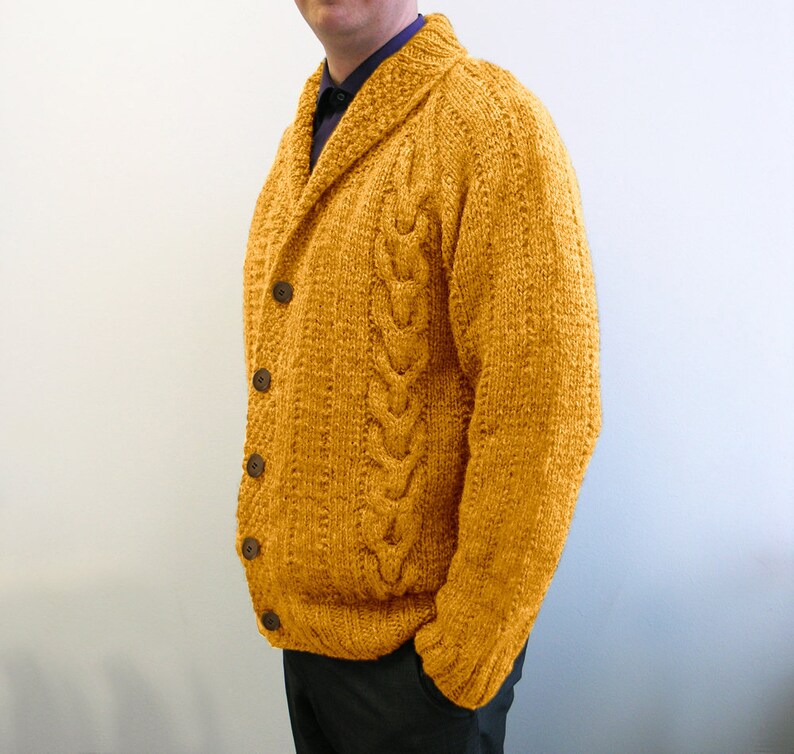 mens yellow cardigan
