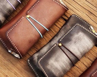 Handmade Vintage Leather Glasses Case, Fog Waxed Cowhide Sunglasses Pouch, Soft Eyewear Sleeve Pigskin Lined Gift