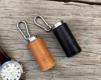 Handmade Leather Pocket Ashtray, Smell Proof Travel Ash Pouch with Zinc Alloy Core, Vintage EDC Smoker Groomsmen Gift for Him