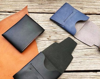 Minimalist Seamless Leather Wallet Slim Front Pocket Folded Card Holder Top Grain Cowhide No Stitch EDC Wallet Leather Anniversary Gift