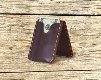 Handcrafted Minimalist Leather Wallet, Front Pocket Card Holder, Drivers License Cover, Vintage EDC ID Sleeve, Anniversary Gift for Him