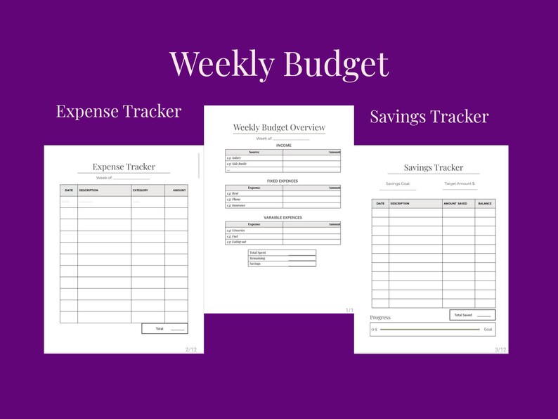 Simple Weekly Budget Planner Printable | Minimal Budget Tracker ...