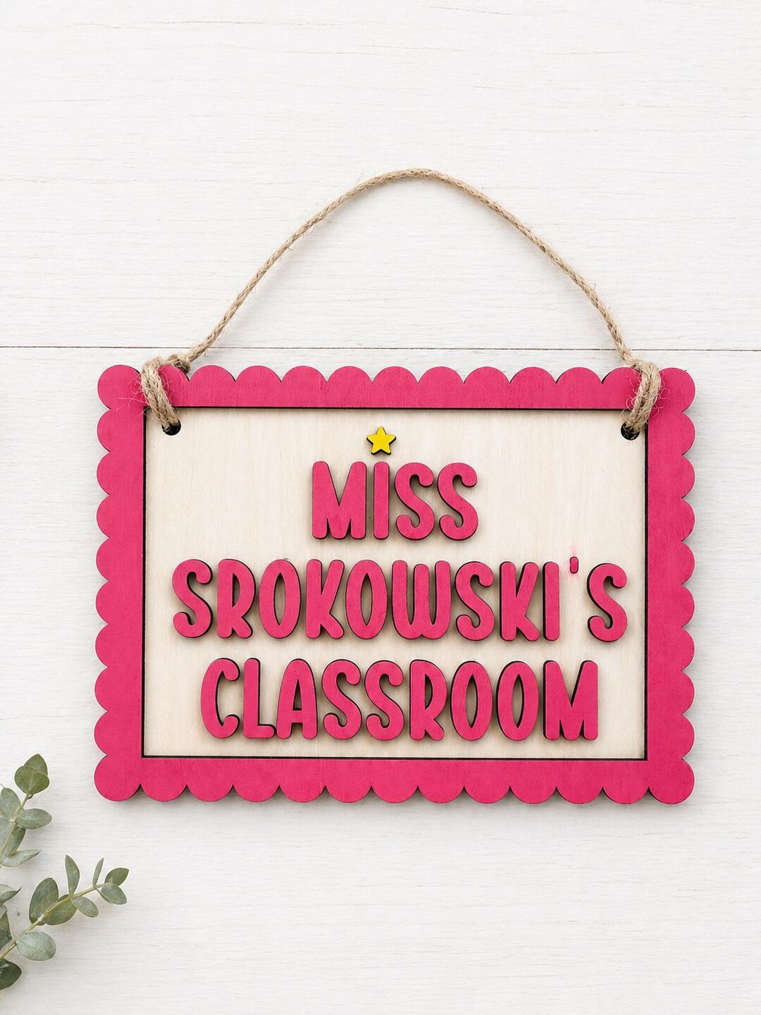 Personalised Wooden Classroom Sign | Custom Teacher Name Plaque, Decor ...