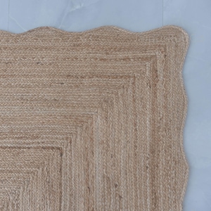 Scalloped Edge Jute Rug | Handwoven Boho Minimalist Farmhouse Carpet