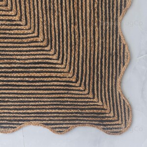 Handwoven Jute Rug with Black Border | Boho Farmhouse Natural Fiber Carpet