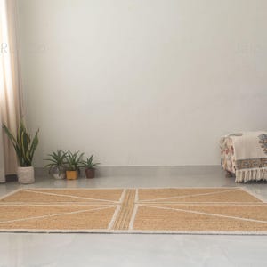 Handwoven Jute Rug | Geometric Natural Fiber Boho Carpet, Farmhouse Area Mat image 10