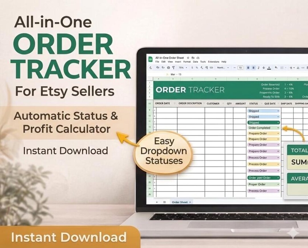 All-in-one Order Tracker Template | Etsy Order Management Spreadsheet ...