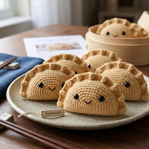 Crochet Dumpling Pattern PDF, Cute Amigurumi Food Plush Tutorial, Beginner Crochet Pattern, Kawaii Dumpling Toy Download |English & German
