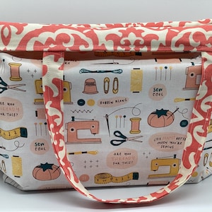 Large Reusable Eco-Friendly  Shopping Tote bag, Sewing ,Sew Cool purse style