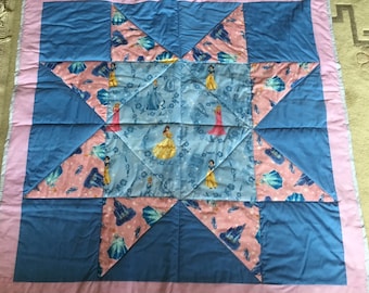 New handmade Princess Baby Blanket Quilt, "made with Licensed Disney fabric"