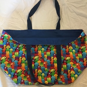 Reusable Reversible Large Shopping Tote bags, Dogs and Dog paws Selection