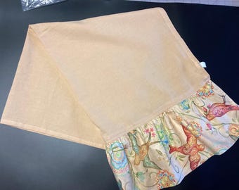 Hanging Kitchen Flour Towel Sack Ruffled With Birds