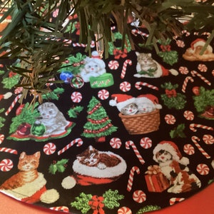 Handmade Christmas Holiday tree skirts Cats Kittens   20&quot; and 35&quot;  in diameter