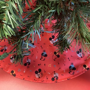 New Handmade Christmas tree skirt 20&quot; and 35&quot; in Diameter, Made with licensed Mickey Mouse fabric