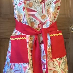 Apron full reversible Chickens Roosters, Farm style with Fresh Farm Eggs, country living
