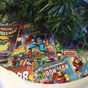 New Handmade  19” diameter Table Top mini and 36&quot; diameter Christmas tree skirt, &quot;made with Licensed Wizard  fabric&quot;