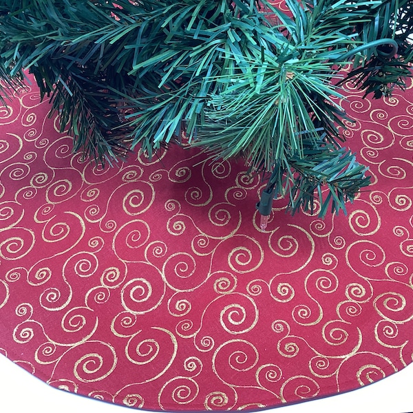 New Red And Gold Glitter Christmas tree skirt 20", 35"