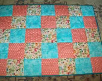 New handmade Woodland camping Lap or Child's Quilt Flannel 48 x 64"