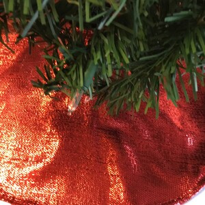 New Red Sparkle Christmas, Holiday tree skirt 20” and 35” diameter