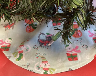 Handmade Christmas Holiday tree skirts Cats Kittens on mini  20"  in diameter