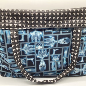 Reusable Reversible Large a shopping bag, Anatomy skulls, bones tote