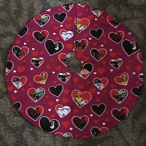 New Handmade  Valentines Day 20&quot; diameter Table Top mini Holiday tree skirt, &quot;made with Licensed Star Wars fabric&quot;