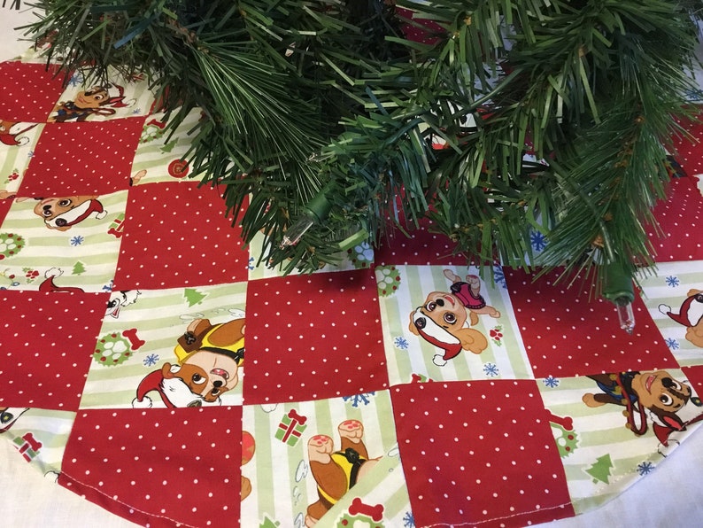 Handmade Childs Christmas tree skirt 25” made with Paw Patrol Licensed fabric