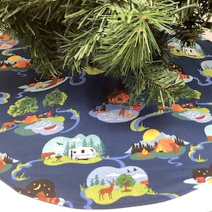 New Handmade Country Camping Outdoors Christmas tree skirt 20”, 35”, 40”