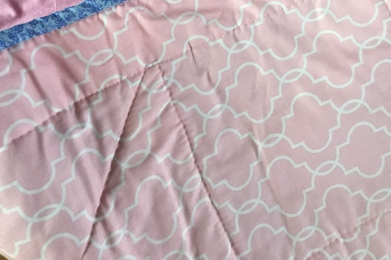 blue and pink Handmade Girls Disney Princess Cinderella Star Baby Quilt