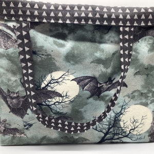 Reusable Reversible Large Shopping Tote bag, Bats at Night, Spooky Bats
