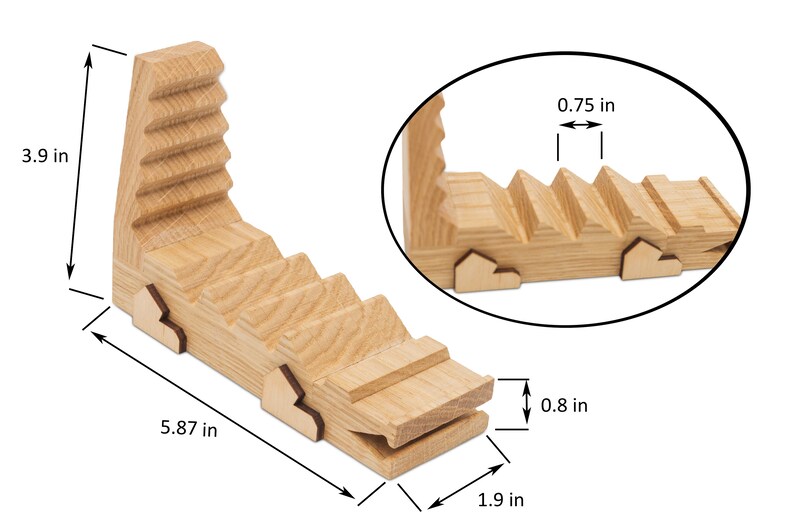 ALLIGATOR Multiangle Cell Phone Stand Oak Wood Rustic Wooden iPhone Stand For Desk Smart phone Holder Adjustable Angle for Android Apple