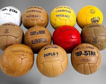 Bolas históricas de futebol vintage dos anos 1930 a 1966, tamanho 1.
