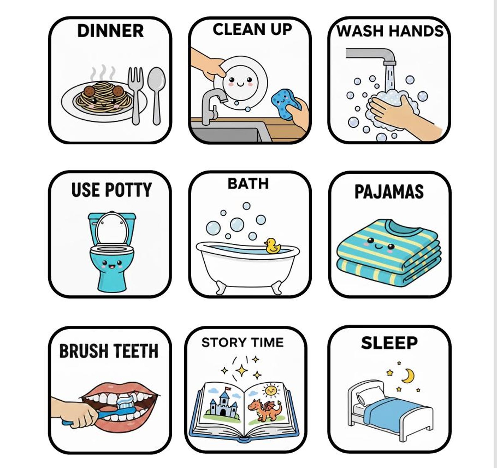 Evening Routine Visual PECS - Etsy