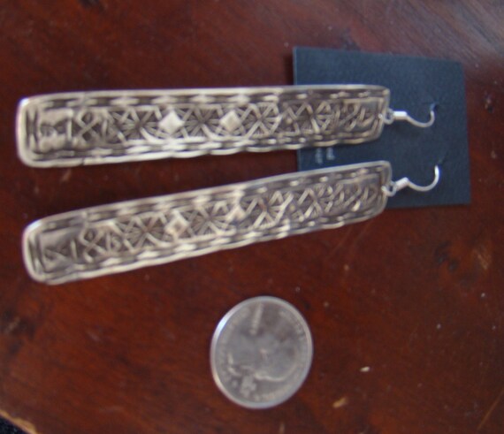 Earrings Vintage Sterling SW Hand Stamped Long Ea… - image 4