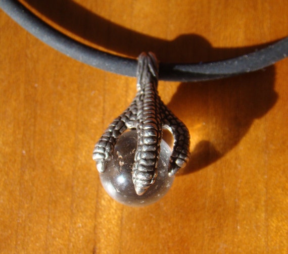 Sterling Silver Dragon's Claw Crystal Pendant - image 1