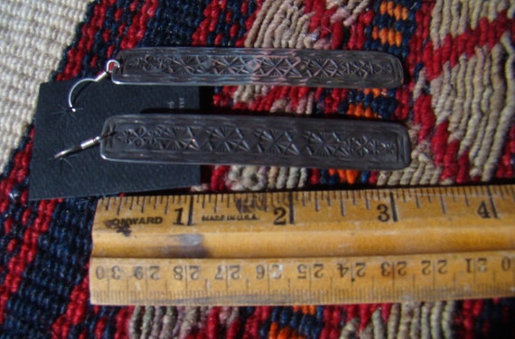 Earrings Vintage Sterling SW Hand Stamped Long Ea… - image 3