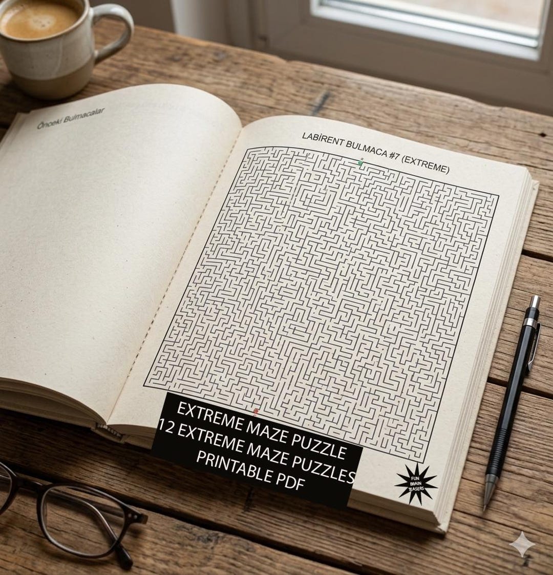 12 Extreme Mazes for Adults With Solutions | Printable Brain Challenge ...
