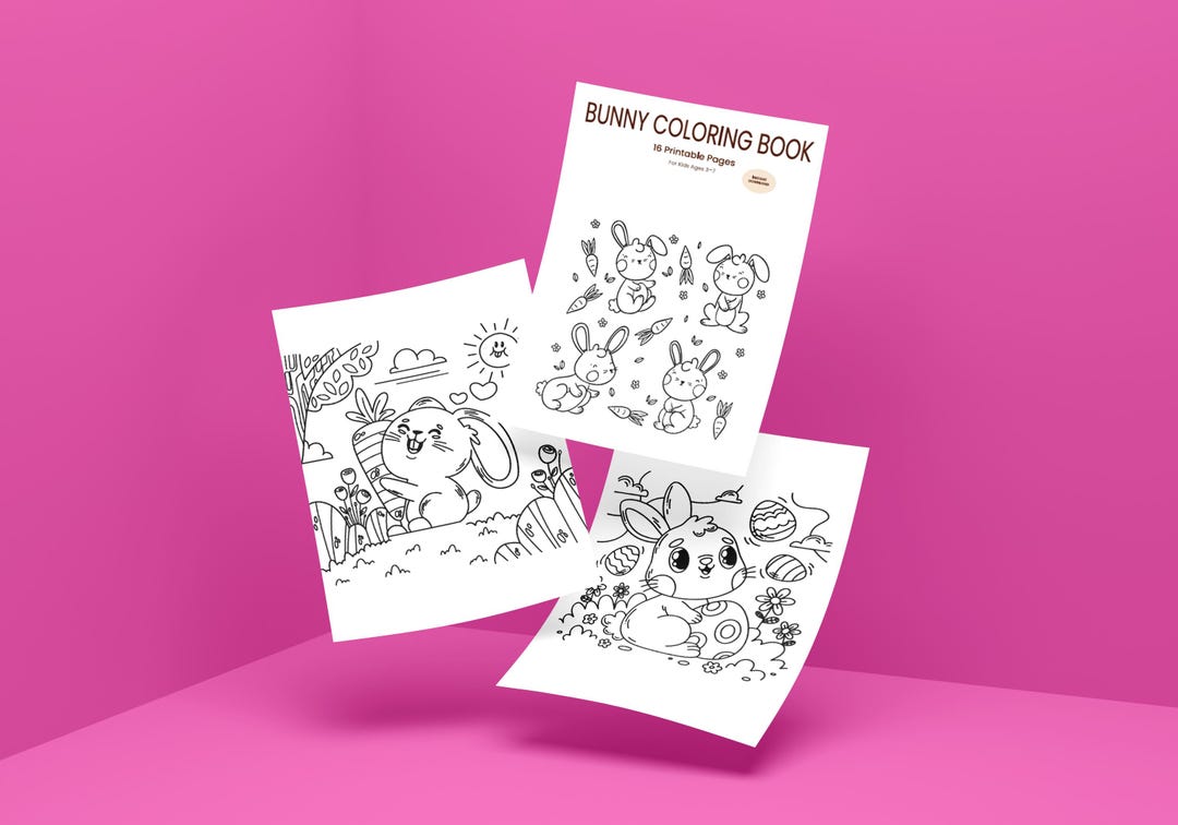 Bunny Coloring Book for Kids Printable – Cute Animal Pages – Kids Art ...