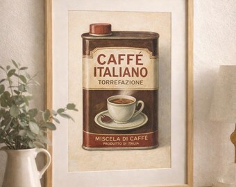Vintage Italian Coffee Art Print, Espresso Kitchen Decor