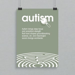 Autism definition print, printable affirmation cards, therapist office decor, medical poster print, positive statement, psychologist