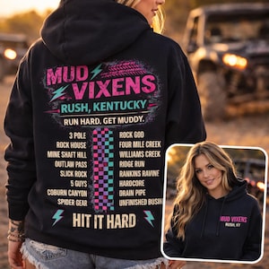 Rush Kentucky Trail Tour Hoodie for Women | Mud Vixens Side by Side Riding Hoodie | UTV Trail Off-Road Sweatshirt