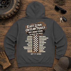 East Lynn Outlaw Trails Hoodie, ATV/UTV/Side-by-Side-Sweatshirt, West Virginia Offroad-Tour-Bekleidung